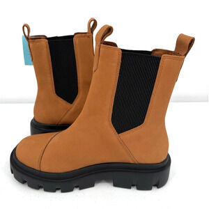 NWT TOMS Rowan Chelsea Lug Boots Water Resistant Tan Leather Size 9
